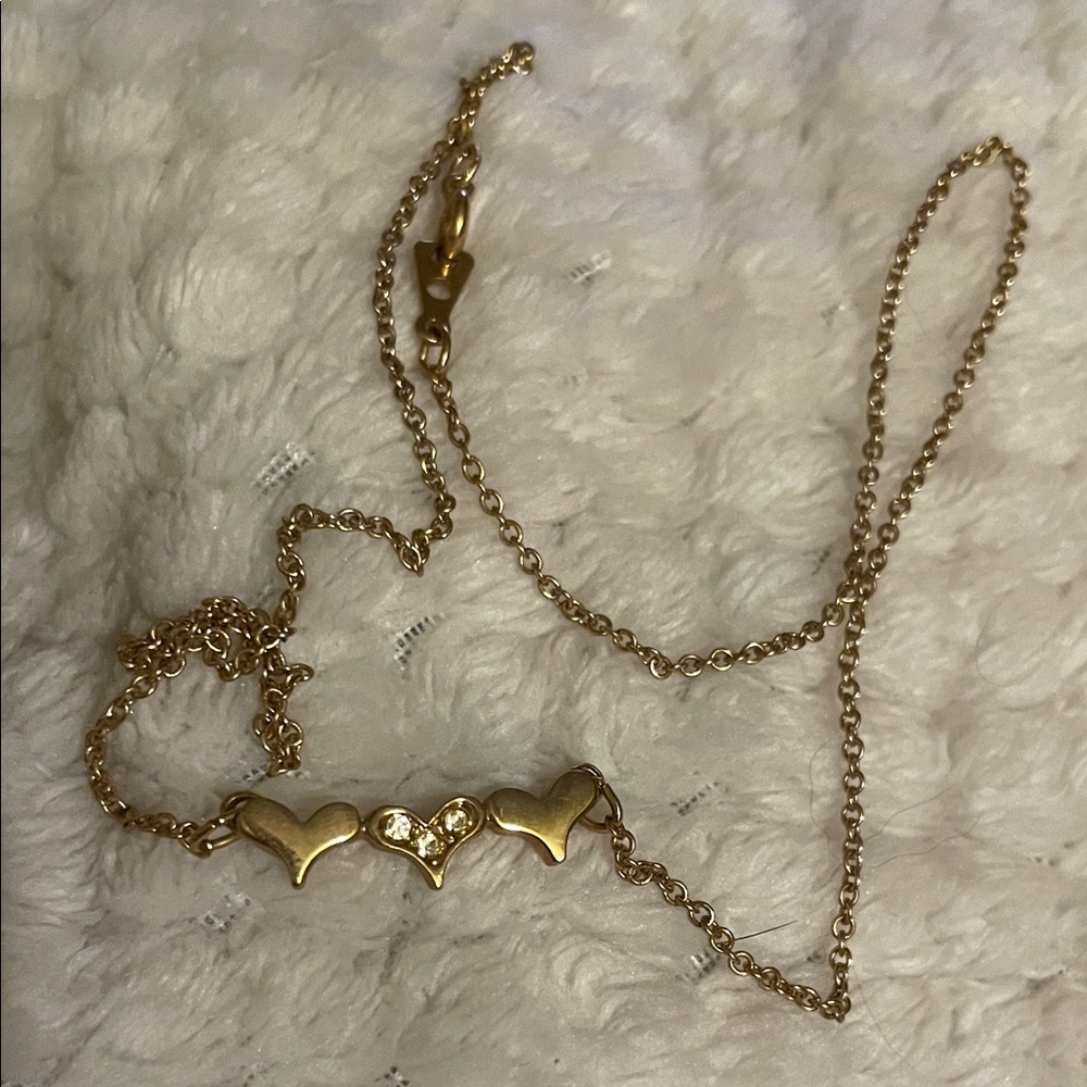 Vintage artisan Gold Heart Pendant Necklace
